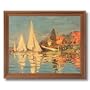 Claude Monet French Sailboat Ocean Beach Landscape Picture Oak Framed Art Print