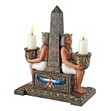 Classic Ancient Egyptian Sculpture Statue Obelisk Double Candle Holder Stand