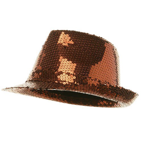 Full Sequin Fedora Hat - Brown W19S68D