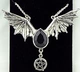 Black Bat Wing Gothic Vampire Necklace Heart Swarovski Crystal
