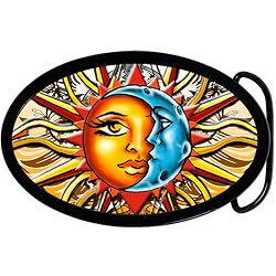 Oval Celestial Sun and Moon Belt Buckle