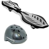 Razor Ripstik Caster Board Silver with Razor Ripstik Carbon Fiber Youth Helmet Bundle (Recommended Ages 8-14)