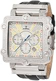 JBW-Just Bling Men's JB-6215-238-B Phantom Silver Diamond And Stainless Steel Bezel Leather Band Watch