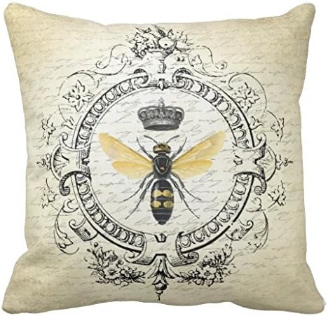 Modern Vintage French Queen Bee Throw Pillow Case