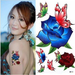 GLucky Tattoo : 10 Sheets Roses and Butterflies Temporary Body Art Waterproof Tattoo Sticker 10 pcs/lot 10258