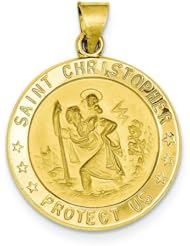 14K Yellow Gold Saint Christopher Medal Pendant