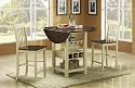 Furniture online: Transitional Two-tone Cream and Cherry Counter Height Dinette with Storage and 2 Stools