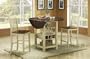 Transitional Two-tone Cream and Cherry Counter Height Dinette with Storage and 2 Stools