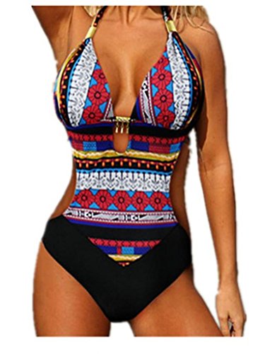 Fourcatz Womens One Piece Cut Out Swimwear Swimsuit