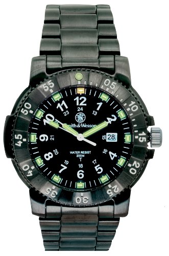 Smith & Wesson Men's SWW-357-BSS Commander Tritium H3 Black Stainless Steel Strap Watch