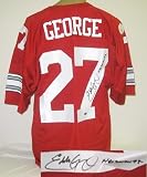 Eddie George Ohio State Buckeyes NCAA Hand Signed Authentic Style Red Jersey with 95 HT Inscription