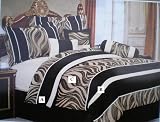 King Size Luxury 7 Piece Black / Brown / Beige Micro Suede and Chenille Comfo...