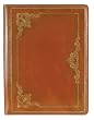 Luigi Gold Embossed Genuine Italian Leather Portfolio, Lined Pages, 9.5"x12", Gift Boxed, Havana