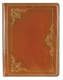 Luigi Gold Embossed Genuine Italian Leather Portfolio, Lined Pages, 9.5"x12", Gift Boxed, Havana