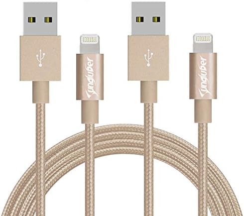 Sungluber Lightning Cable 2Pack 10Ft 8Pin Gold iPhone Charging Cable USB Data Cable for iPhone 6/6s/6 Plus/5/5c/5s