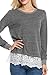 ACEVOG Women's Lace Long Sleeve Trim Casual Loose Fit Blouse Tops