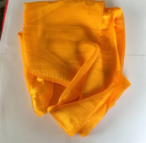 High Quality Tibetan Prayer Scarf Kata Gold Color 8 Auspicious Symbols Ps-17