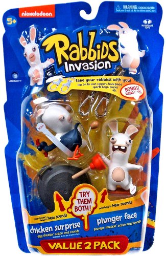 Raving Rabbids Invasion Series 2 Action Figure with Sound 2-Pack Chicken Suprise & Plunger Face