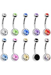 BodyJ4You&reg; Lot of 10pc 14G Belly Button Ring Body Jewelry Piercing 10 Pack
