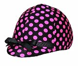 Equestrian Riding Helmet Cover - Hot Pink and Black Polka Dots  for Sale