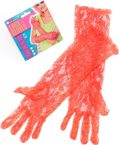 Imagen 2 de 80's Neon Lace Gloves. Orange *** (accesorio de disfraz)