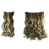 POP Clip En 2 extensions de cheveux sur deux pièces bouclé ondulé or noyer 21