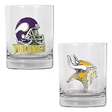NFL Minnesota Vikings Two Piece Rocks Glass Set - Primary & Helmet Logo