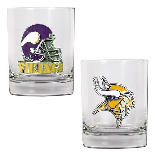 NFL Minnesota Vikings Two Piece Rocks Glass Set - Primary & Helmet Logo