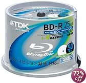 TDK 録画用ブルーレイディスク BD-R 25GB 1-4倍速 ホワイトワイドプリンタブル 50枚スピンドル BRV25PWB50PK