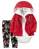 カーターズ Carter's 正規品 フリース,赤ダッフルコート+長袖ボディスーツ+レギンス3点 セット　12ヶ月（80cm)