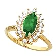 14K Yellow Gold Tsavorite and Diamond Ring