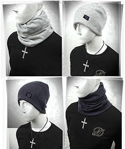 Set of 2 Pcs Cool Multifunctional Headwear Beanies Outdoor Warm Neck Gaiter for Cycling, Skiing and Daily Wear (Black &amp; Grey))