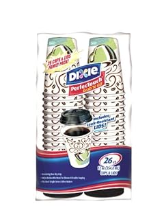 Dixie Perfectouch Paper Cups and Lids, 26 Count (Pack of 6)