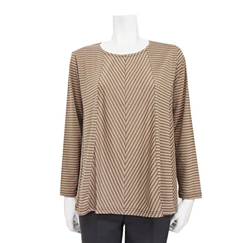 (ノーブランド品) ミセス 長袖 Tシャツ カットソー Aライン