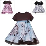 Rare Editions Baby/Infant 3M-24M TURQUOISE BLUE BROWN FLORAL TOILE PRINT Empire Waist Knit Dress