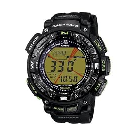 Casio - PRG-240-1BER - Montre Homme - Quartz Digital - Cadran Vert - Bracelet R�sine Noir