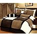 7 Pieces Black, Brown, and White Micro Suede Patchwork Comforter Size 90"x92" Bedding Set / Bed-in-a-bag Queen Size