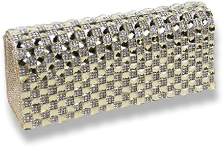 YiKaiSu Womens Shimmering Diamante Cocktail Party Wedding Prom Purse Wallet Handbag Golden yellow
