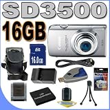 Canon PowerShot SD3500IS 14.1 MP Digital Camera w/5x Ultra Wide Angle Optical IS Zoom (Silver) 16GB BP6L Battery/Charger BigVALUEInc Accessory Saver HD Bundle