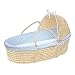 Baby : Badger Basket Co Natural Hooded Moses Basket - Blue Dot Bedding