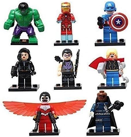 8pcs Super Heroes Avengers Captain America Hulk Thor Ironman Minifigure Building Blocks Brick Toy by Thongchai