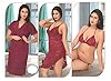 Indiatrendzs Women's Hot Silk Satin Nighty 4 pc Set Bedroomwear Freesize