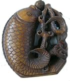 Hand Carved Fish & Lotus Shaped Wooden Snuff Bottle
