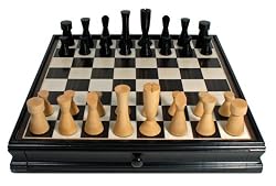 Modern Chess & Checkers Set - Black with Storage