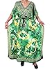 Boho Gypsy Green Floral Printed Kaftan Dress Satin Crepe Caftan for Womens