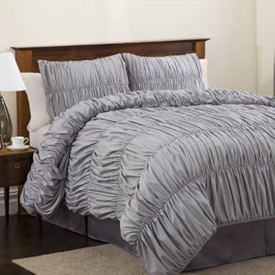 Lush Decor Venetian 4-Piece Comforter Set, Queen, Silver