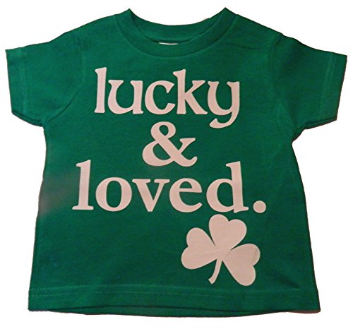 Custom Kingdom Baby Boys/Girls Lucky and Loved Irish Shamrock T-shirt Green