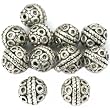 Round Bali Beads Antique Silver Plated 8mm Approx 10Pcs
