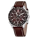 Swiss Military Hanowa Men's 06-4007-04-005 Navigator Brown Dial Leather Strap Watch