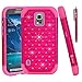 Style4U Studded Rhinestone Hybrid Armor Case Cover For Samsung Galaxy S5 Active G870 With 1 HD Screen Protector And 1 Stylus (Not For Samsung Galaxy S5) Hot Pink / Hot Pink